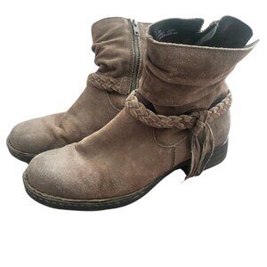 Born Abernath Tasseled Brown Suede Ankle Boots 9 M
